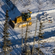 Dozer hauling a drag